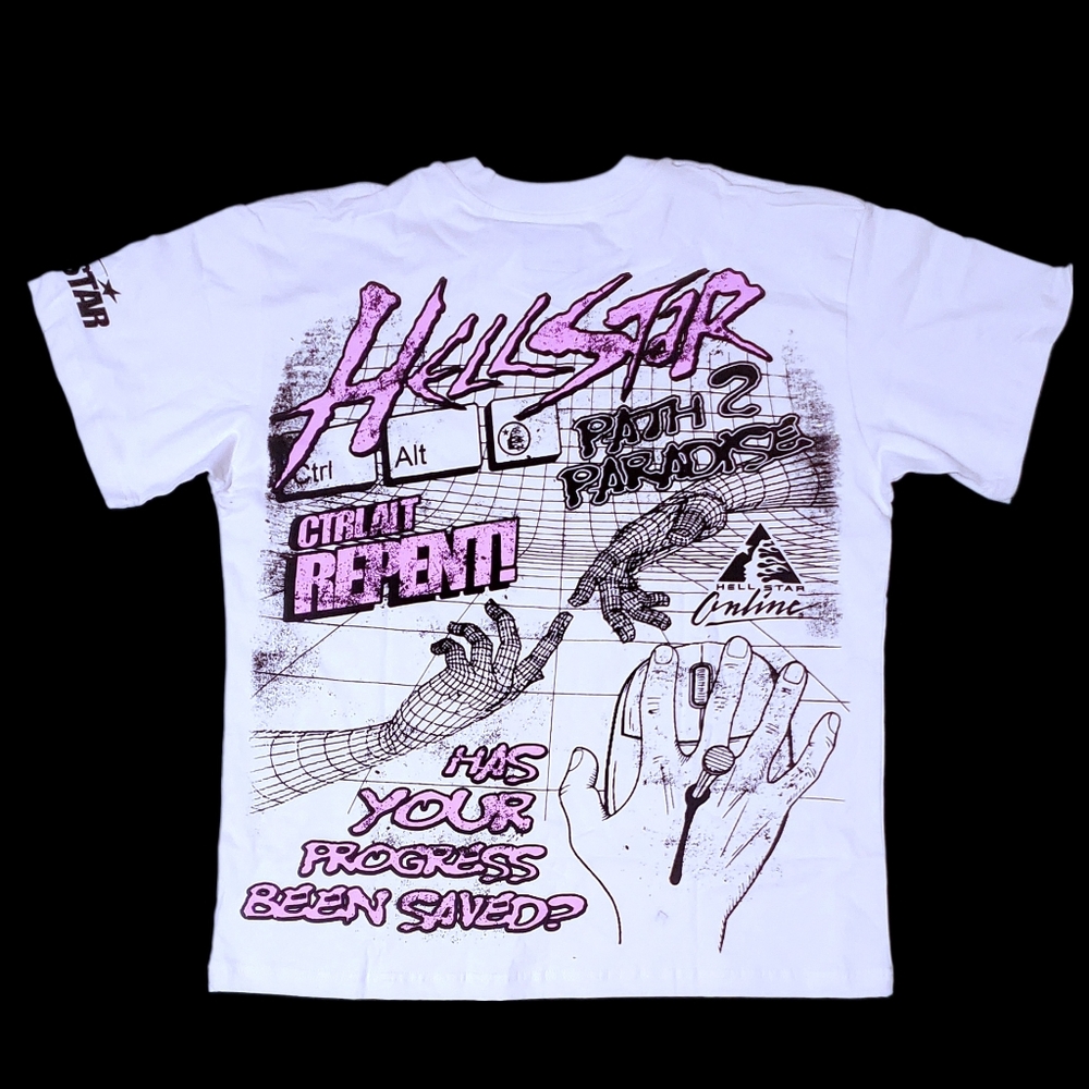 HELLSTAR ONLINE White Tee - M - Picture 2 of 2